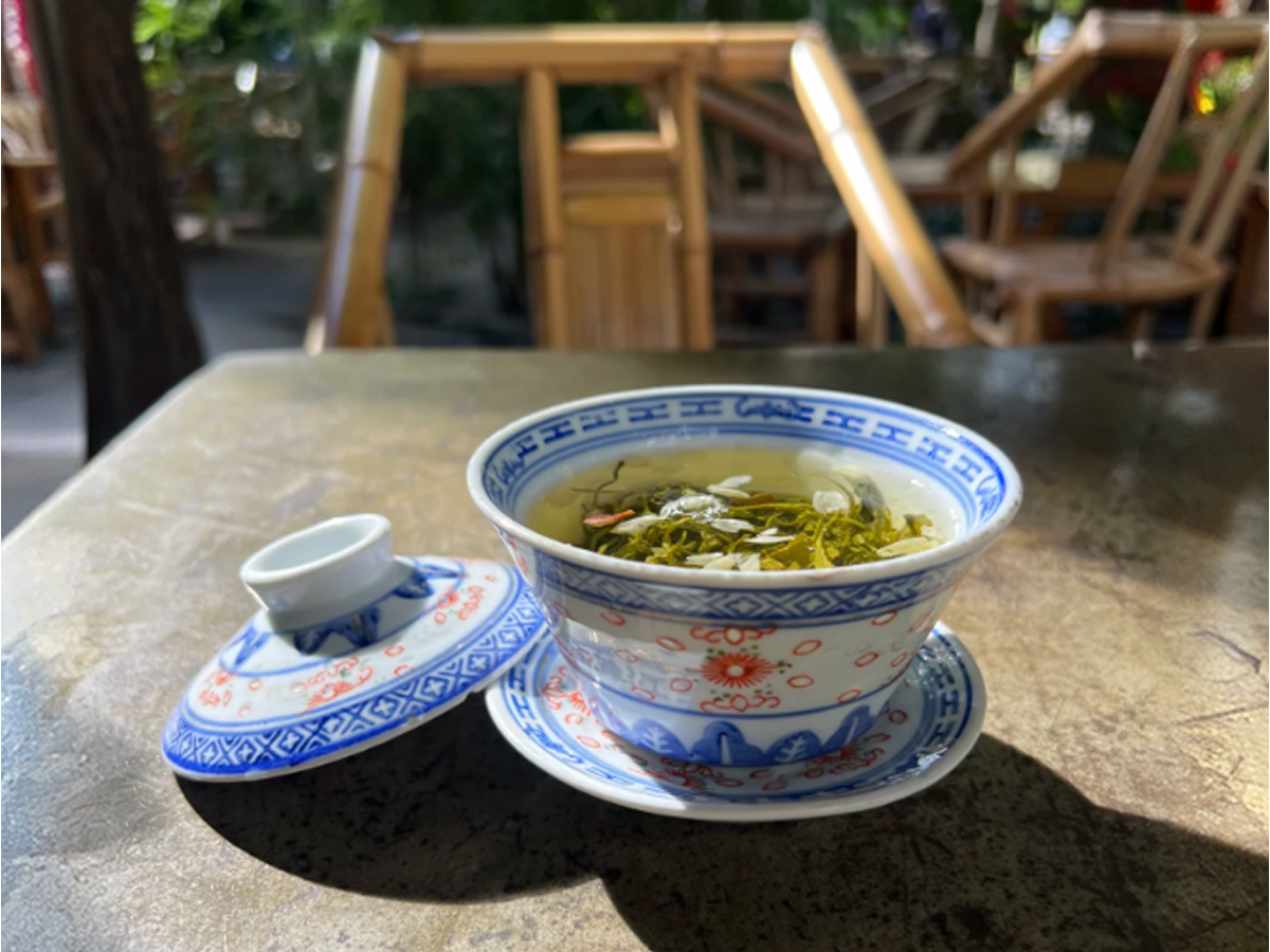 Bamboo chairs and tea