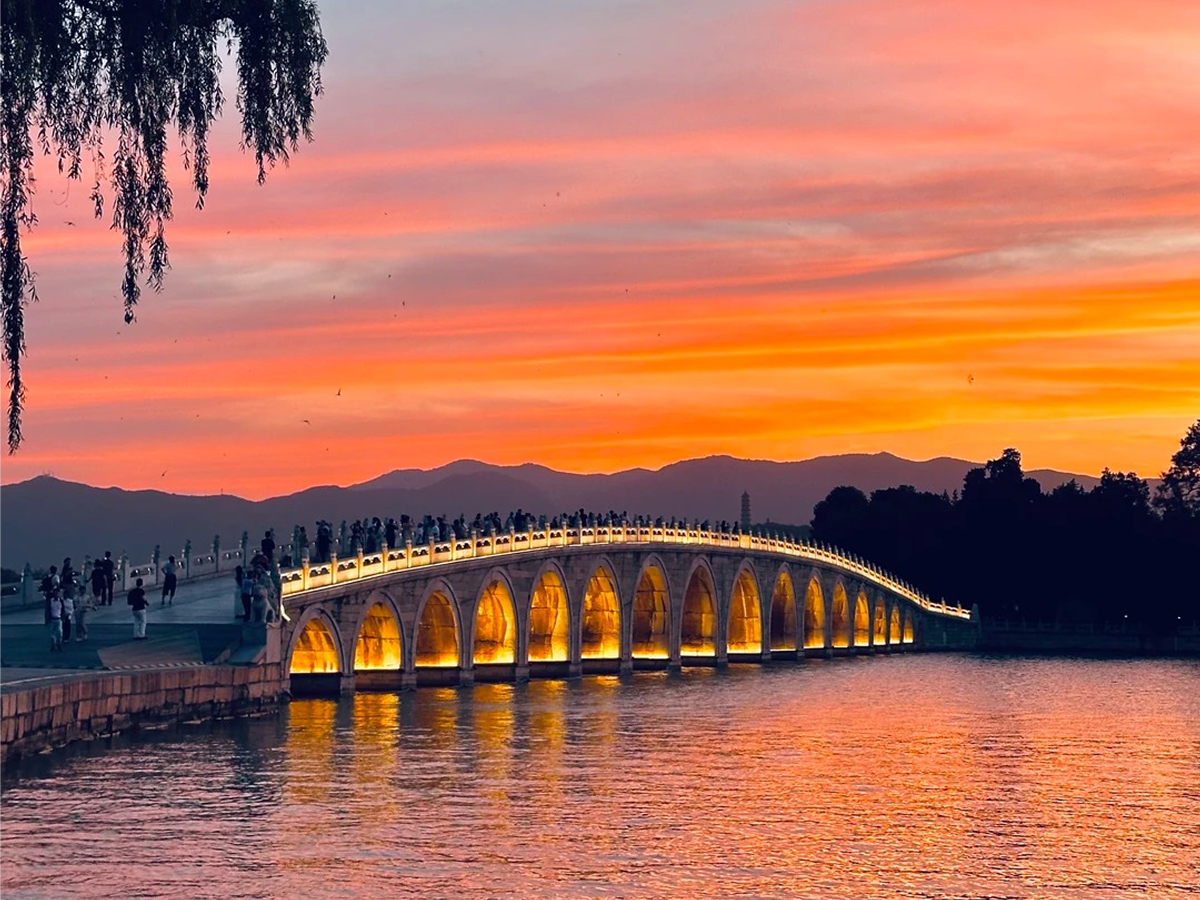 Seventeen-Arch Bridge at the Summer Palace at sunset