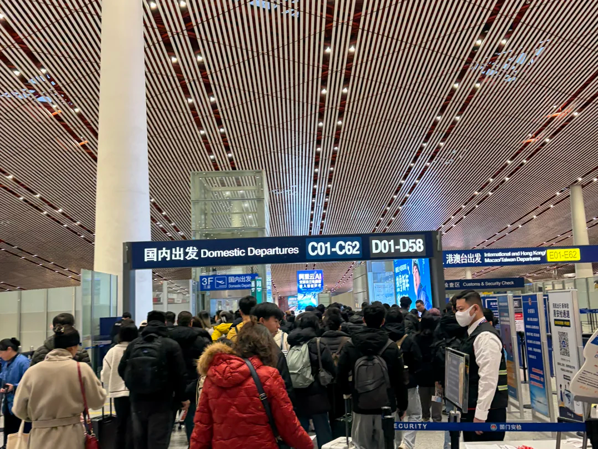 Departure hall at Beijing airport terminal