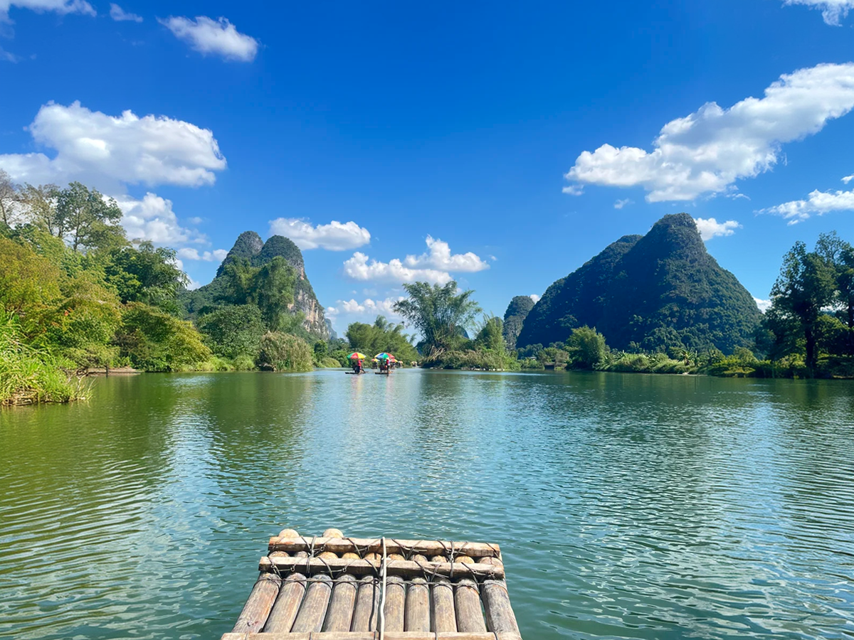 Yulong River bamboo raft in Yangshuo