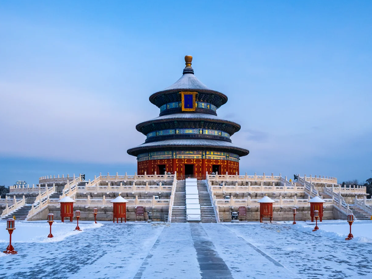 Snow-covered Temple of Heaven in Beijing