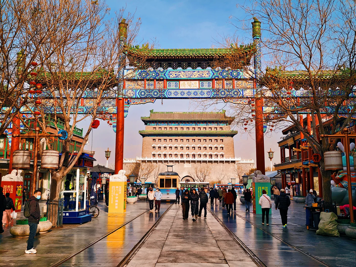 Pedestrian street with traditional Chinese architecture