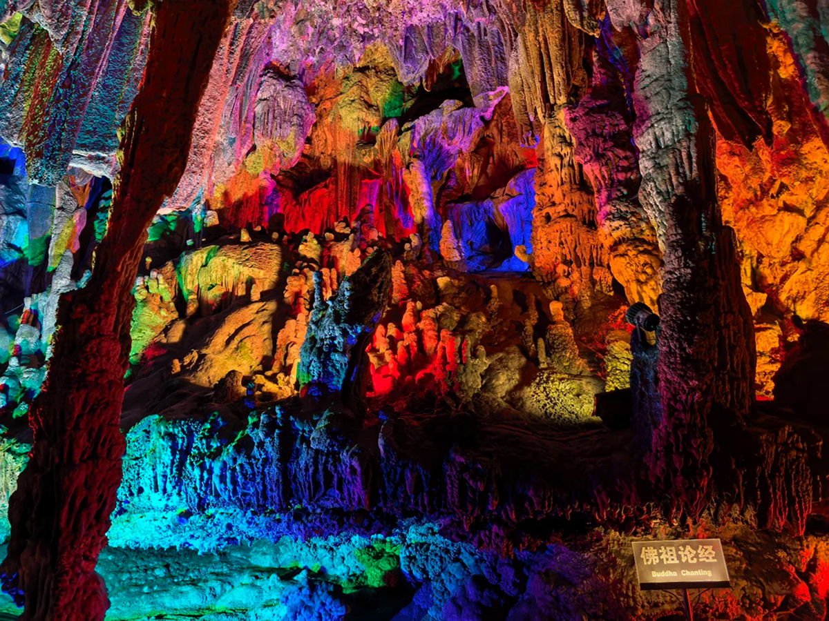 A karst cave full of mysterious colors